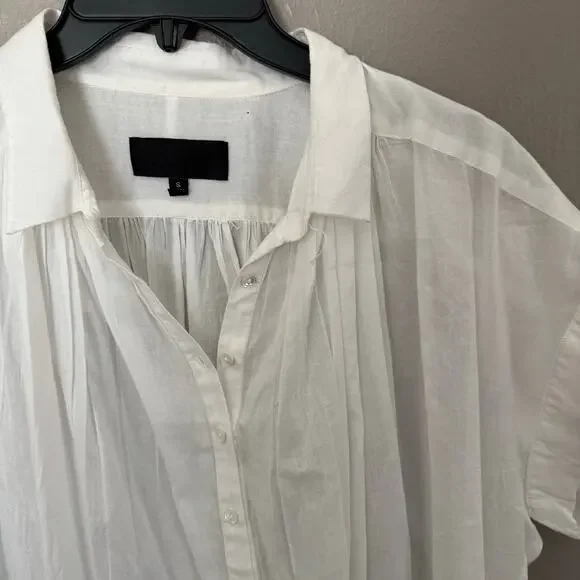 NILI LOTAN Normandy Blouse In white short sleeve sheer casual summer Size Small - Picture 3 of 7
